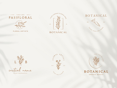 Botanical Floral element Hand Drawn Logo with Wild Flower