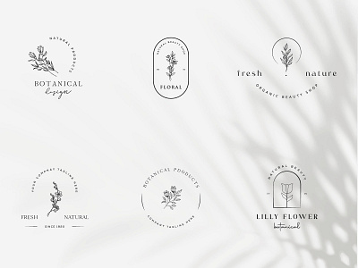 Botanical Floral element Hand Drawn Logo with Wild Flower