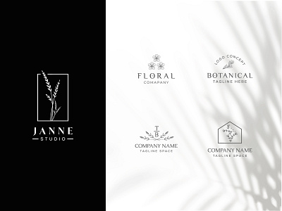 Botanical Floral element Hand Drawn Logo with Wild Flower beauty botanical branding design elegent emblem fashion floral flower hand drawn leaf logo minimal organic simple symbol template vector