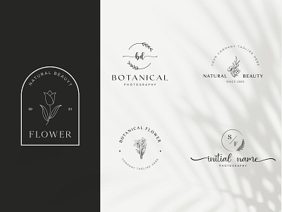 Botanical Floral element Hand Drawn Logo with Wild Flower beauty botanical boutique branding design elegent emblem fashion floral flower hand drawn icon leaf logo organic symbol template vector