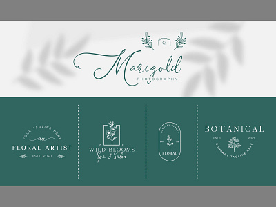 Botanical Floral element Hand Drawn Logo with Wild Flower