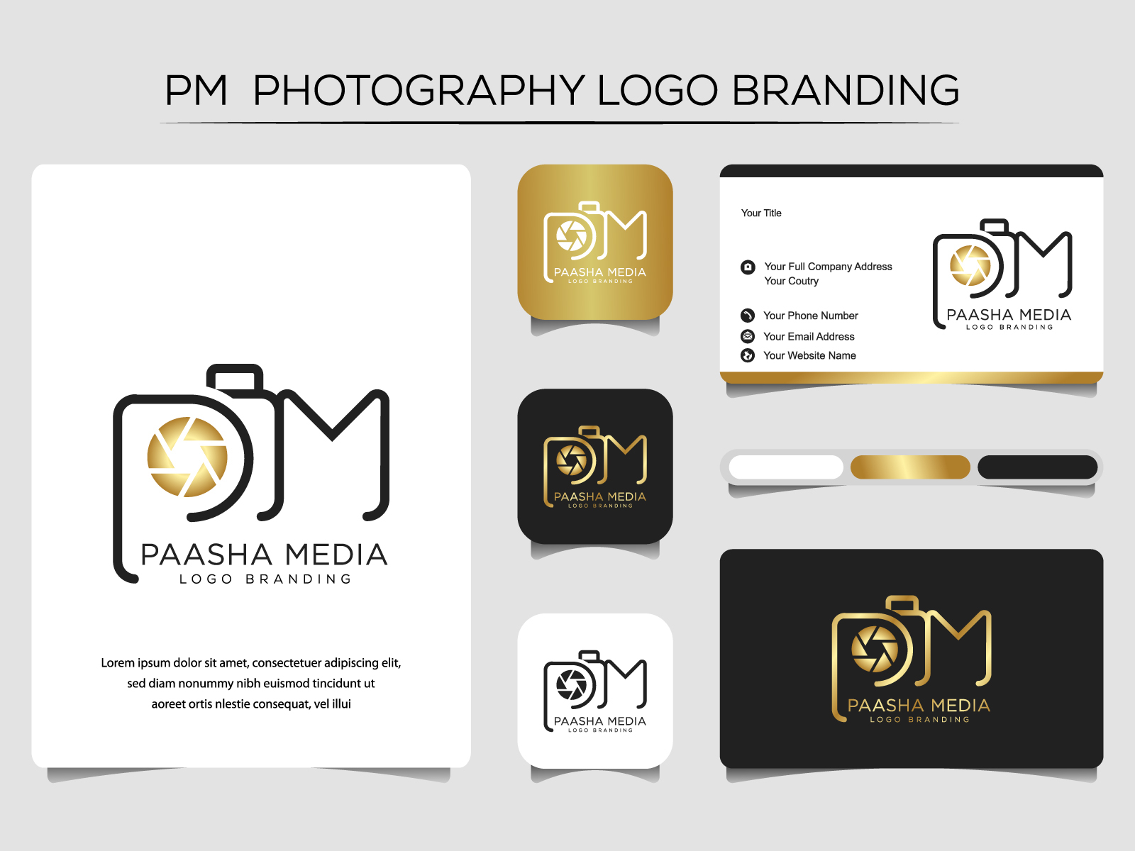 PM photography modern ,combination letter logo conceppt by