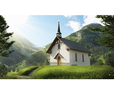 Swiss Chapel 3D Render 3d 3d artist 3d modeling blender blender3d digital painting photoshop