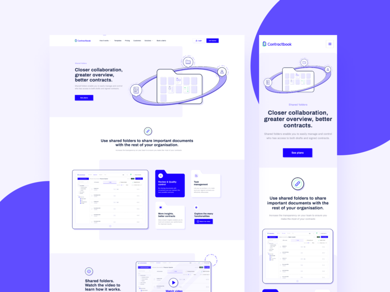 Contractbook - Shared Folders agreement app clean contract contractbook design flat folder mobile share shared ui ux web website