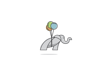 Elephant Logo balloons blue elephant green icon logo mark orange pediatric therapy