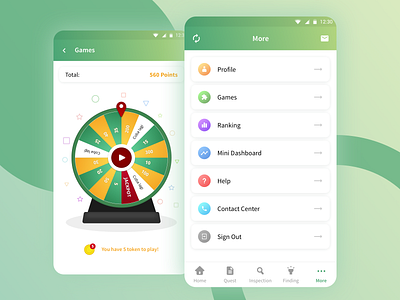 Spinner Game Page android app design illustration design mobile ui mobile ui design uidesign
