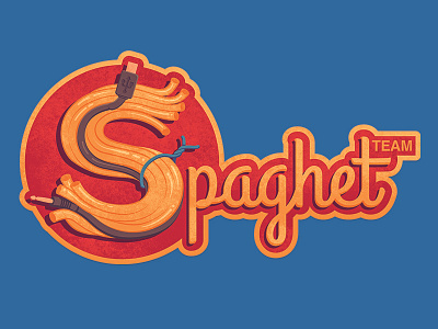 Geek Team logo computer electronic food geek spaghetti squad team usb vintage