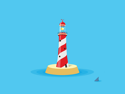 Mondae Fundae getaway icon icons illustration illustrator island lighthouse sea shark stripes vectors waves