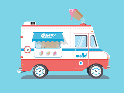 Eat away your feelings flat ice cream ice cream truck icon icons illustration illustrator summer sweet truck vector