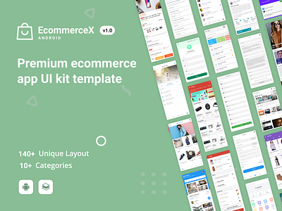 EcommerceX - Premium Ecommerce App UI Kit Template android android ui bussines clean ui ecommerce ecommerce app ecommerce shop green login market mobile ui register shopping store template ui ui