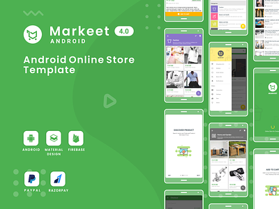 Markeet - Android Online Store Template 4.0 android android template codecanyon ecommerce envato gren materialdesign mobile ui shop store ui inspiration vector
