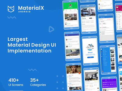 MaterialX Blue android android template android ui material design materialdesign mobile ui template ui ui uidesign ux design