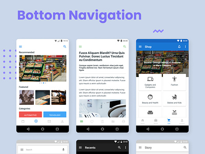 Bottom Navigation android android ui material design material template materialdesign mobile ui template ui ui ux ux design
