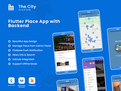 The City Flutter android ui flutter flutter ui material design mobile ui template ui travel travel flutter ui design ux ux design