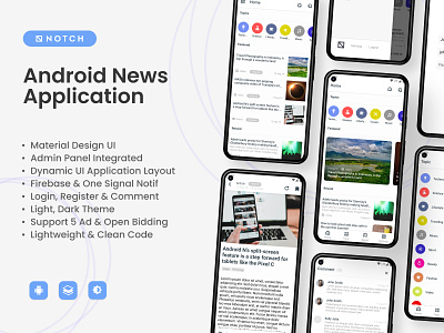 NOTCH - Android News Application android article dream space news app news ui notch open bidding read ui ui inspiration