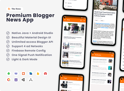 The News - Premium Blogger News App android android ui blogger material design materialdesign mobile ui news news app ux design