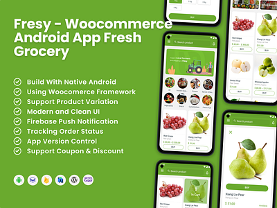 Fresy - Woocommerce Android App Fresh Grocery android dream space ecommerce grocery woo android woocomerce