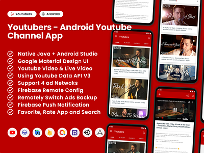 Youtubers - Android Youtube Channel App android android ui codecanyon dream space material design mobile ui ux design youtube youtube app