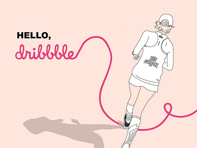 Hello, dribbble! debut drawing illustration running