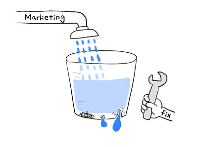 Water tank metaphor app bounce rate conversion fix marketing marketing site shower spanner water water tank