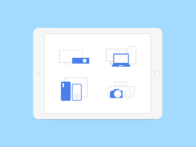 Recycled electronics graphic design iconography icons minimal outline vector