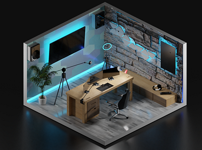 Streaming Room 3d interior design model 3d streaming twitch
