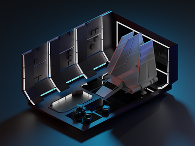 Star Wards Hangar 3d blender interior design model 3d space ship star wars