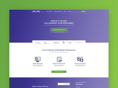Adianta clean landing page minimalistic simple ui ui ux user experience user interface visual design web
