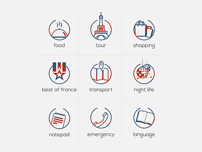 Icon designed for French Travel App design mobile android icons