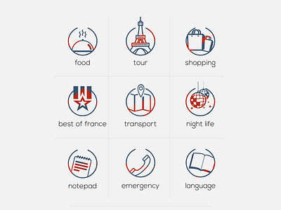 Icon designed for French Travel App android design icons mobile