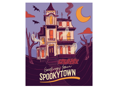 Greetings from Spookytown digital illustration halloween illustration holiday illustration illustration photoshop