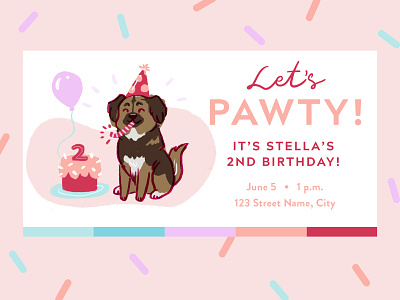 Puppy Birthday Invitation birthday invitation digital art digital illustration digital invitation dog illustration illustration photoshop puppy birthday