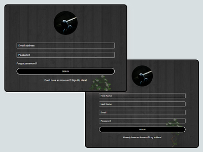 Dark Theme Login Signup Page