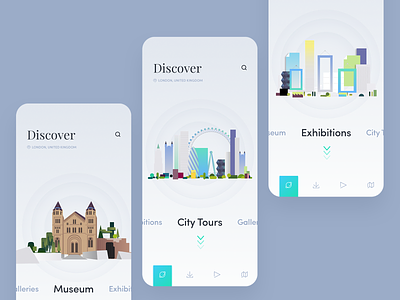 Travel Guide App citytours concept exhibitions icon illustration museum travel app travelguide ui