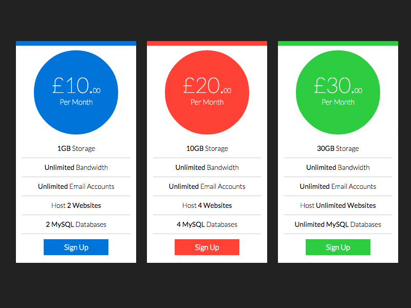Pricing Table codepen css css3 html simple web web design