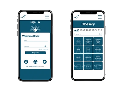 Web 3.0 Journey App - Sign In Screen + Glossary Mockups app branding design graphic design typography ui ux vector
