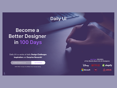Daily UI 100 | Redesign Daily UI Landing Page - A Closer Look branding daily ui dailyui design graphic design ui