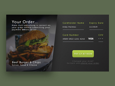 Daily UI #002 - Credit Card Checkout card checkout credit daily ui dailyui food sketch ui