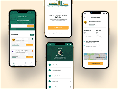 TRAIVE Shipment tracker App branding design ui ux web