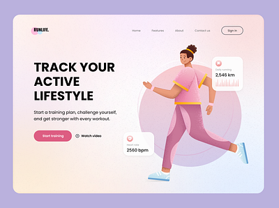 Runlife Fitness Landing Page branding fitness graphic design landing page ui ux