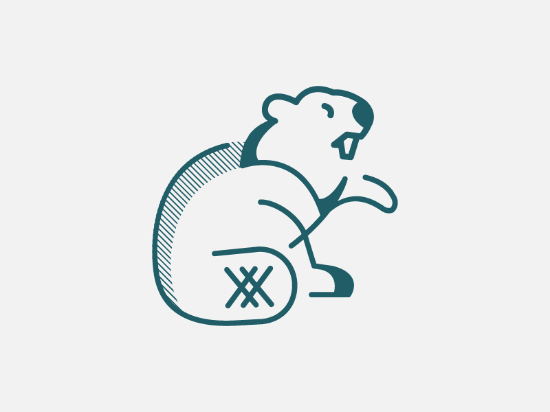 Beaver castor simple stripes blue line logo beaver