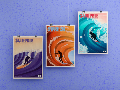 The Surfer Magazine Collection design flatdesign illustration landscape minimalistic oldschool poster poster art retro series surfing vector art