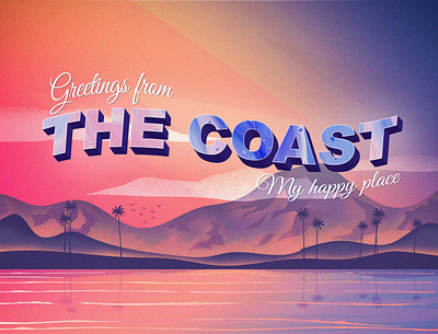 The Coast beach chill design holiday illustration landscape minimalist minimalistic oldschool postcard poster retro sea vacation vector art