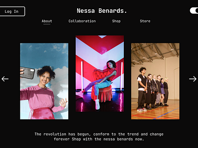 Nessa benards Clothing web app graphic design ui