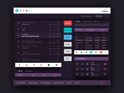 Radio DJ New Concept Dark Theme buttons dark dashboard desktop dj keyboard layout music play player theme violet