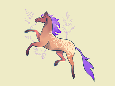 Procreate, here we go I. 2d character digital painting freehand drawing girly horse illustration procreate
