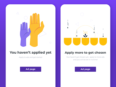 Empty State Screens II. 2d app character clean design empty state flat geometric illustration illustrator minimal mobile mobile ui people ui ux vector xd yellow