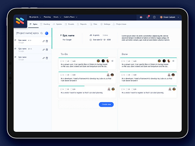 👀 GetScope tool - epics app clean design flat layout product product design project management simple ui ux