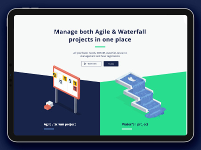 ⚡️ GetScope website - concept agile app concept flat illustration layout project management typography ui waterfall