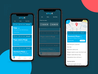 🛵 iShipit - find a gig app branding delivery delivery app design flat layout simple startup type ui ux